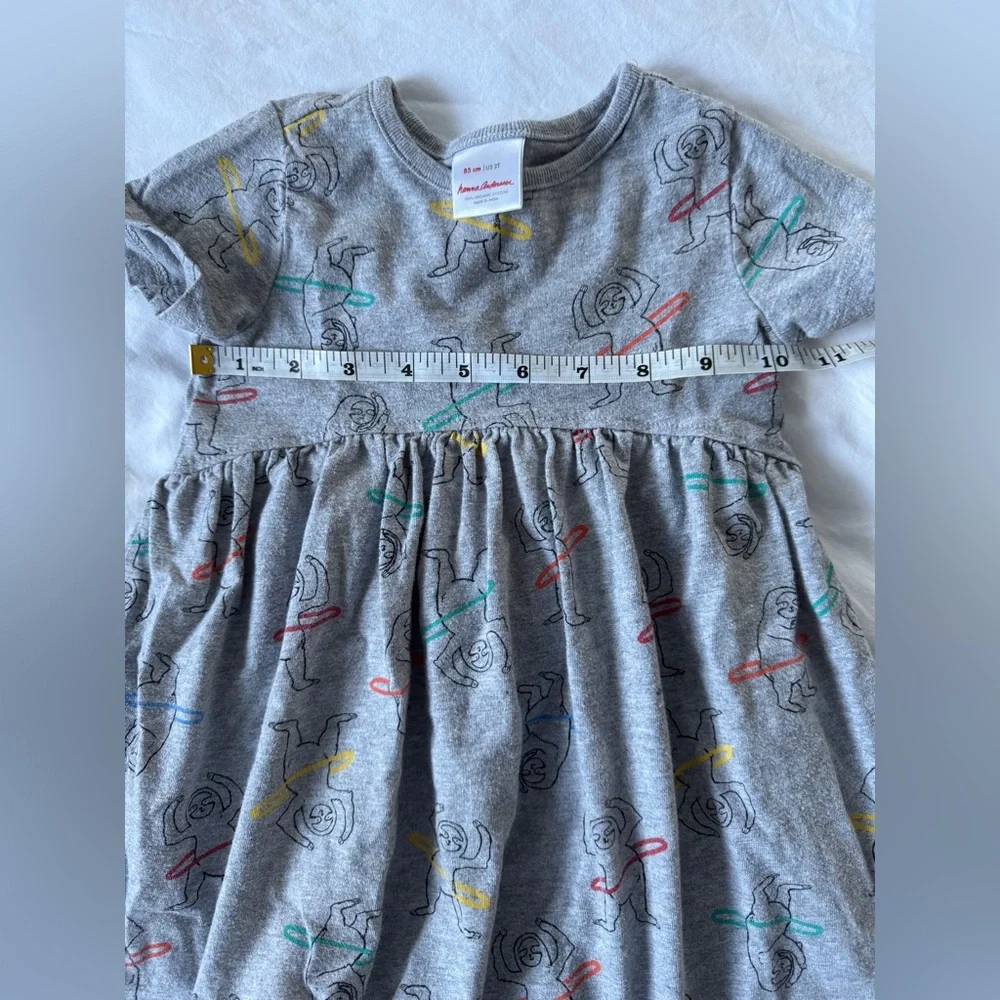 Hanna Andersson Sloth Hula Hoop Short Sleeve Organic Cotton Gray Dress Size 2
